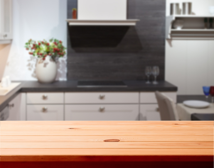 Kitchen interior wooden table