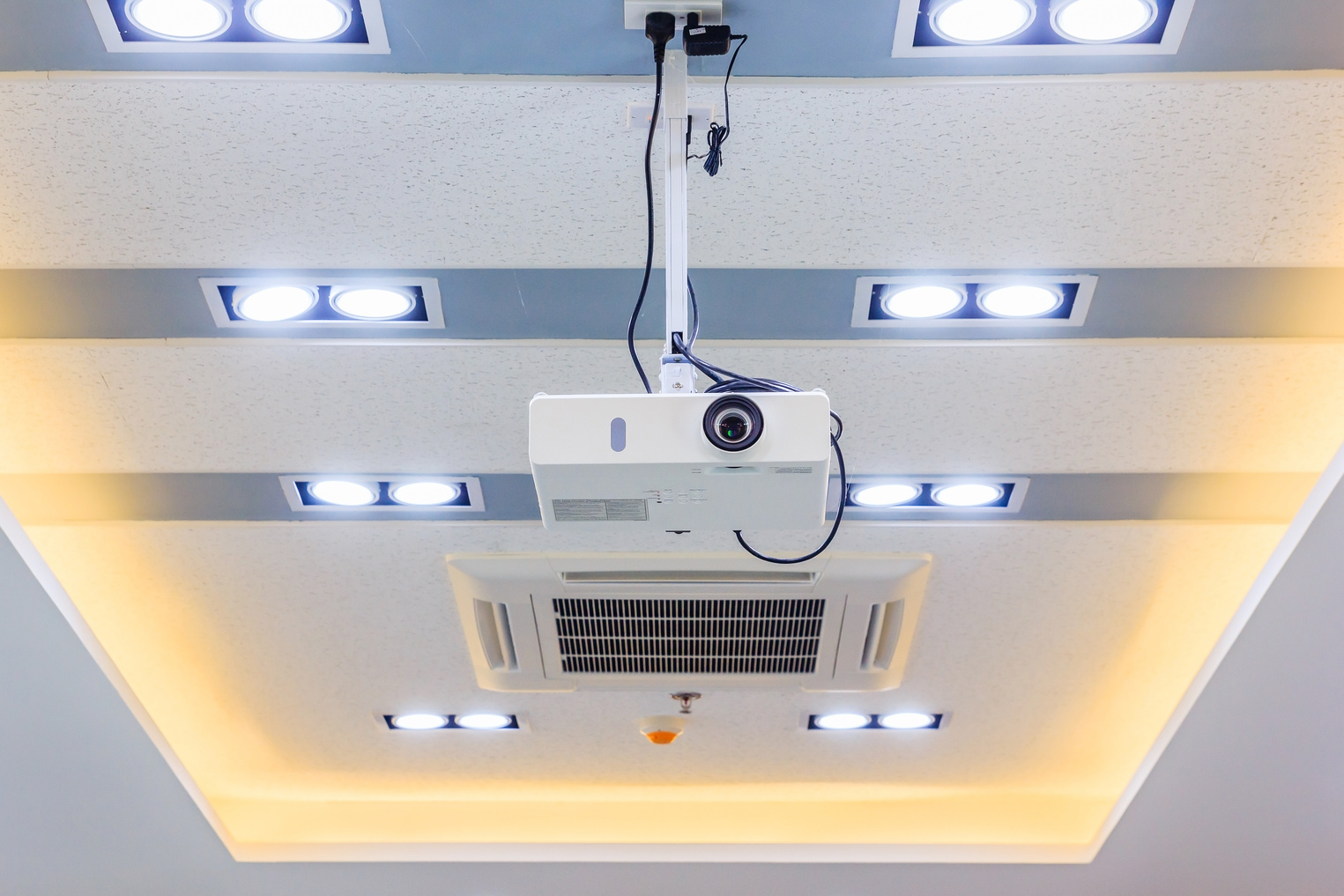 Gypsum board ceiling, lighting inside office building