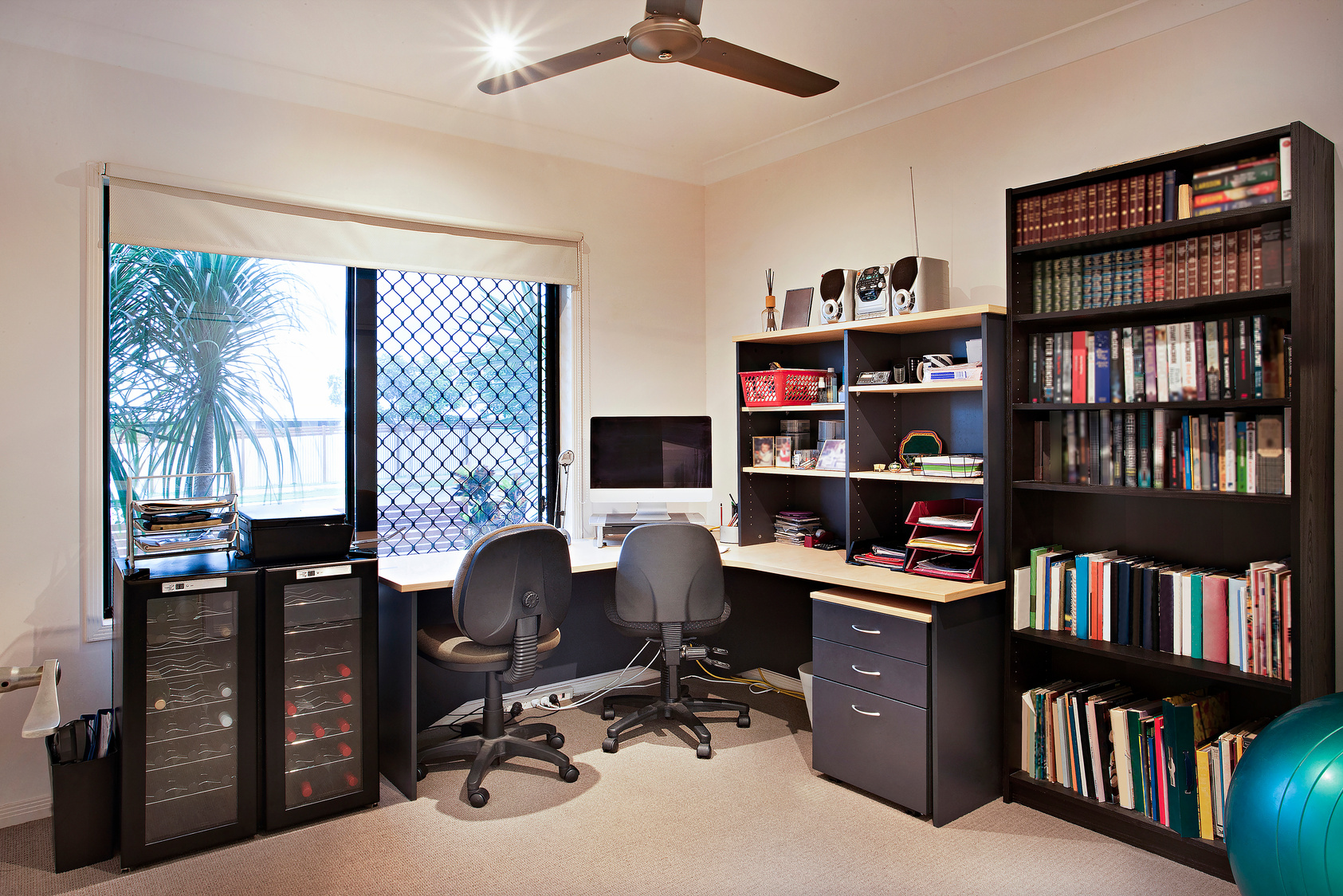 Study room with books and computer